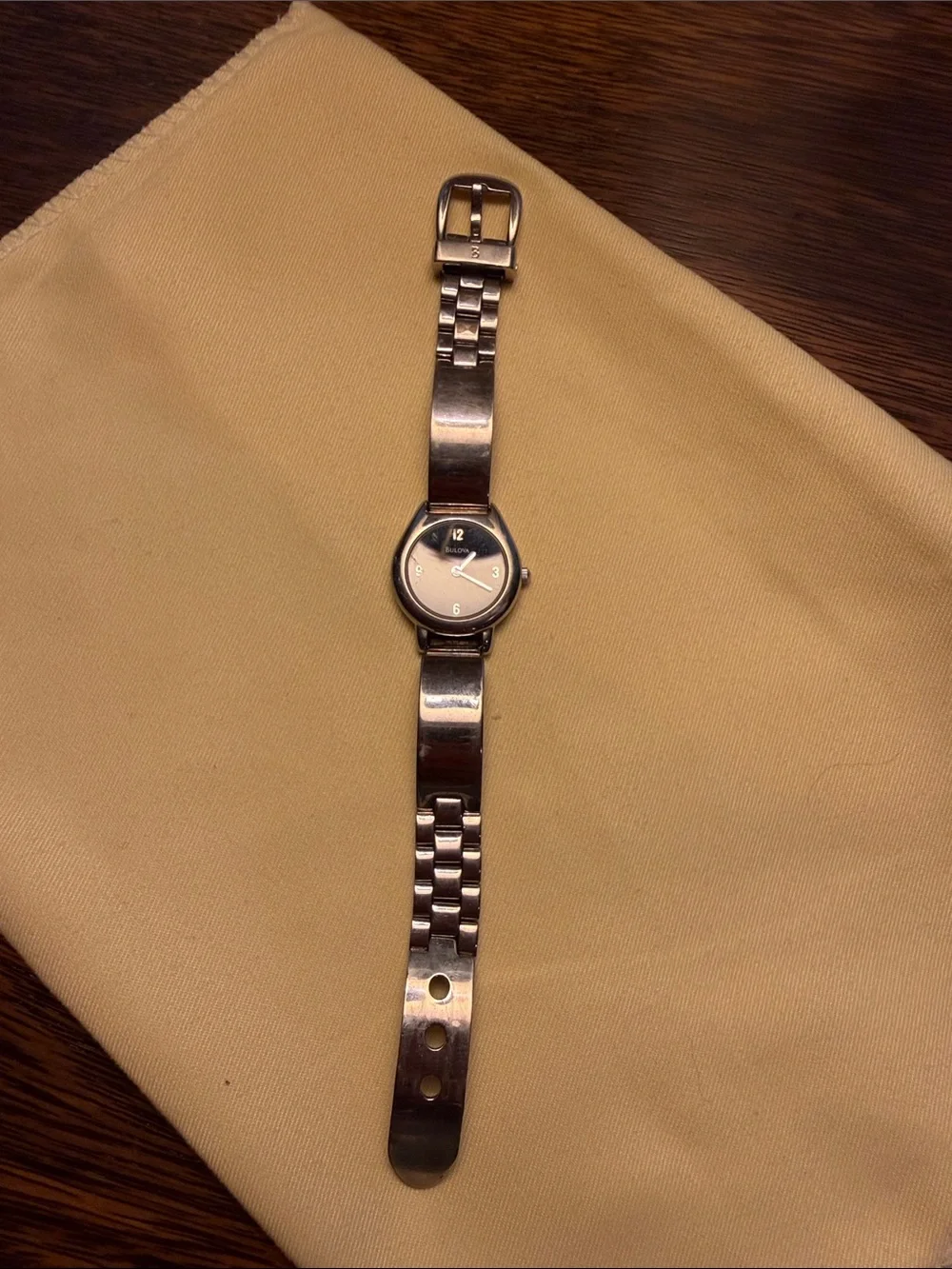 Bulova Silver Bracelet Watch with Black Dial